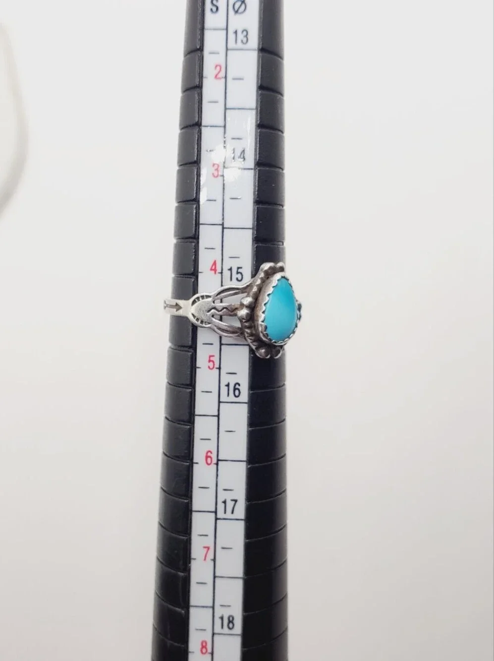 Genuine Teardrop Turquoise Vintage Arrow Ring In 925 Sterling Silver